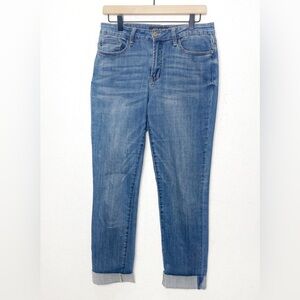 Judy Blue Boyfriend Fit Mid Rise Dark Wash Rolled Jeans Size 9/29